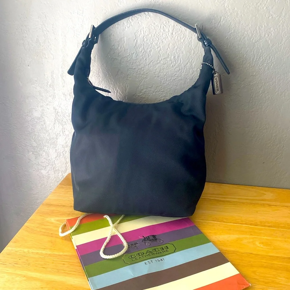 Coach bundle 7423 Black Twill & Leather Mercer Hobo Shoulder Bag